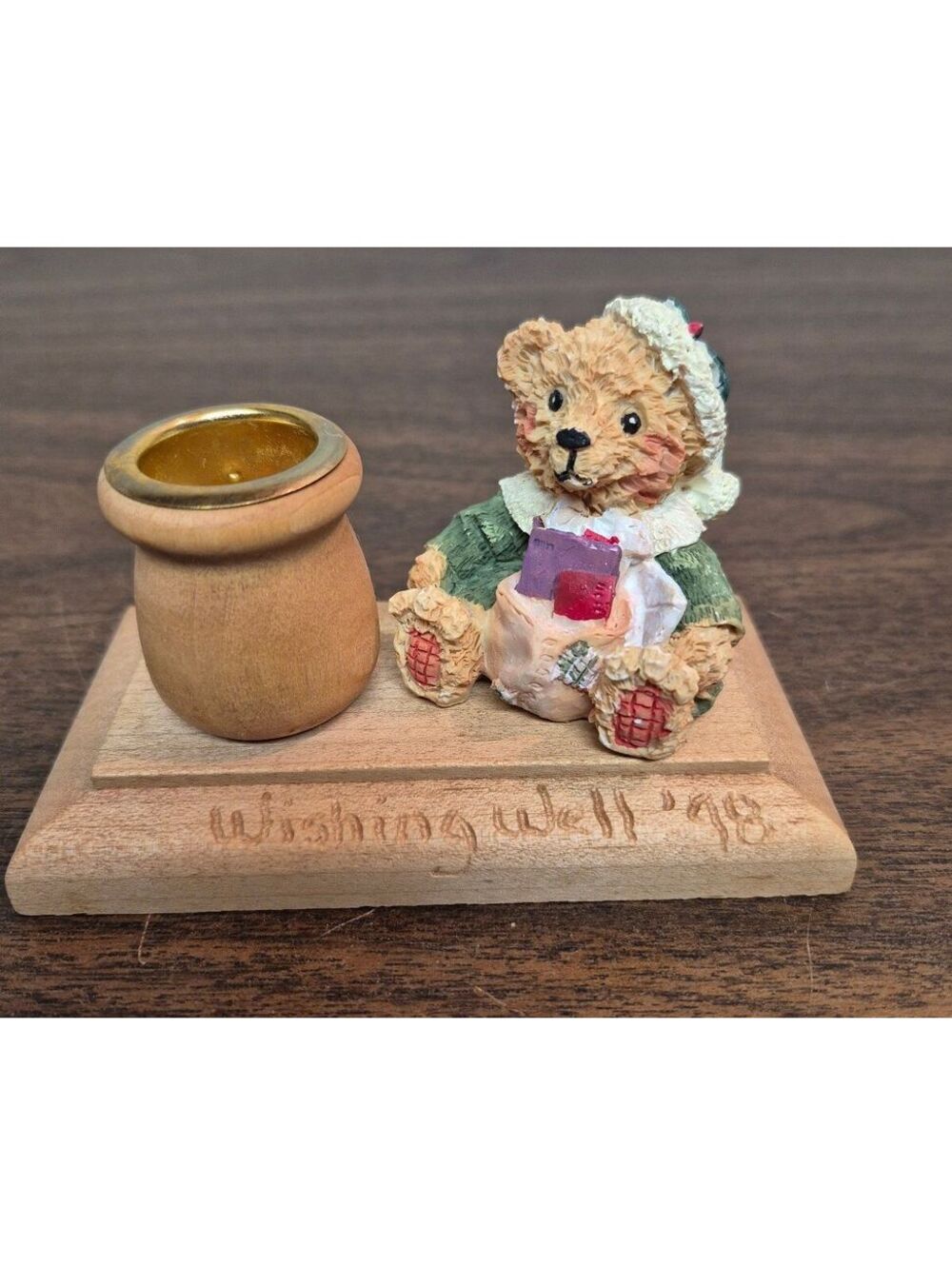 Wishing Well 1998 Bear Figurine Candle Holder